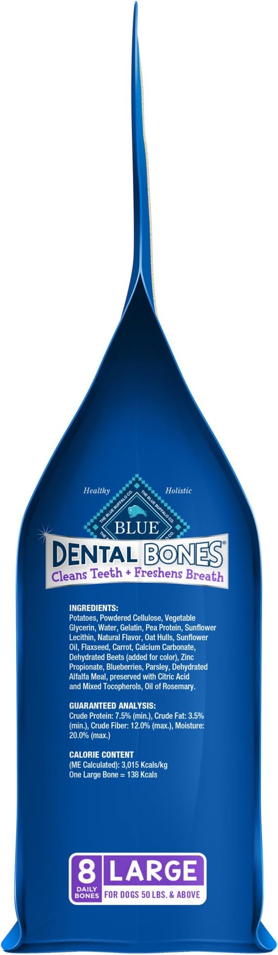 Blue Buffalo Dental Bones Large Natural Dental Chew Dog Treats Bag