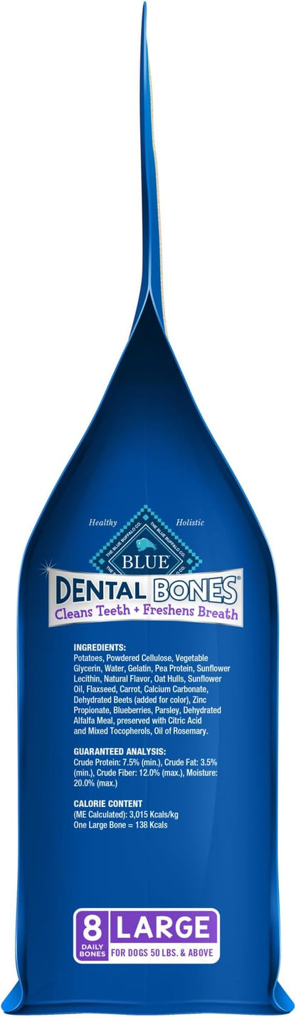 Blue Buffalo Dental Bones Large Natural Dental Chew Dog Treats Bag