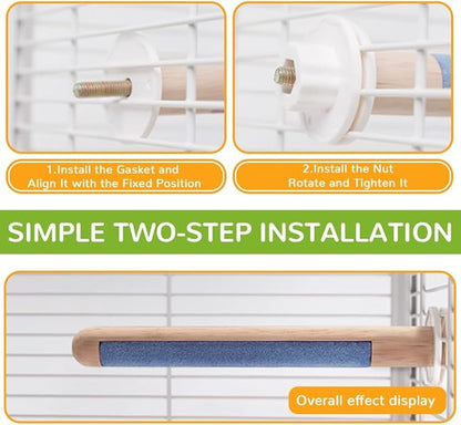 2-Pack Natural Wood Bird Perch with Foot Grinding, 7.8 Inch Bird Cage Accessories for Parakeets Cockatiel Lovebird Canary, Foot Health Training (Color Yellow & Pink)