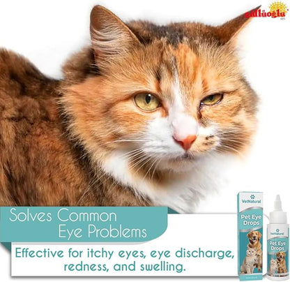60ml Pet Eye Drops & Eye Wash for Dogs & Cats  Fast Relief for Itching, Irritation, Pink Eye & Allergy Symptoms  Gentle, Safe, Natural Formula for All Animals  Large 60ml Bottle