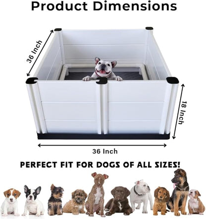 Whelping Box & Puppy Playpen – Upgraded Reinforced Design with Easy-Open Door, Pig Rails, Waterproof Pee Pad & Oxford Floor Liner – Indoor/Outdoor, Easy to Clean (White, Premium 36" x 36" x 18")