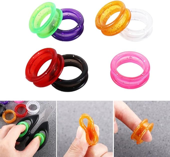 5Pcs Soft Silicone Scissors Finger Rings Grips Inserts Grooming Shear Thumb Inserts Finger Protector Shears Ring Scissor Accessories