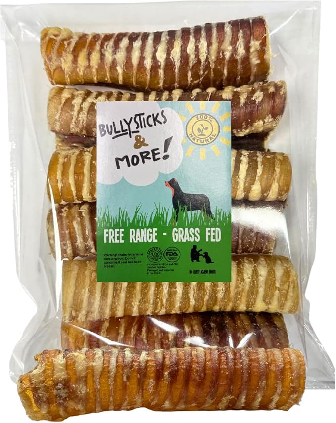BULLYSTICKS & MORE 6 Inch Beef Trachea (6 Inch - 12 Pack) | Beef Trachea for Dogs | 100% Grass Fed Beef | Dog Parents Choice Beef Trachea Dog Chews | Long Lasting Beef Trachea Dog Treats