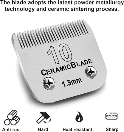 7pcs Dog Grooming Blades Compatible with Andis/Wahl/Oster Dog Clippers,Detachable Ceramic Blade & Stainless Steel Blade,Size:#3FC+4FC+5FC+7FC+10+30+40