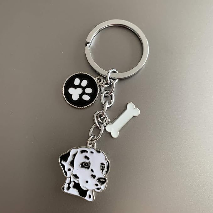 Dog Keychain, Puppy Keyring Keyfob Metal Pet ID Tags for Clothing Bag Adornment Accessory (23-Dalmatian)
