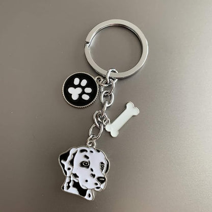Dog Keychain, Puppy Keyring Keyfob Metal Pet ID Tags for Clothing Bag Adornment Accessory (23-Dalmatian)