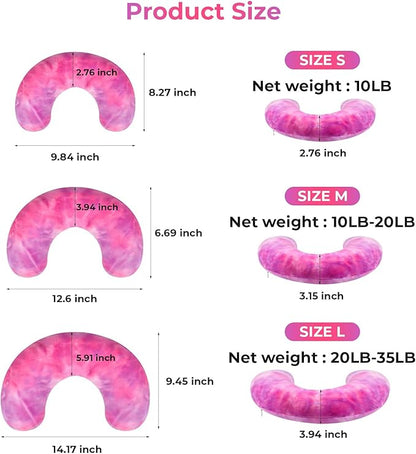 Dog Pillow, U-Shaped Dog Calming Pillow for Pet, Soft Dog Neck Pillow Machine Washable Dog Bed Pillow for Dog and Cat Enhance Sleep Quality(Tie-dye Rose Purple, Small)