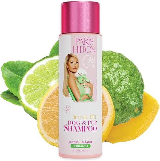 Paris Hilton Dog Shampoo - Fresh Citrus-Infused Bergamot Scent, Sulfate-Free Vegan & Hypoallergenic for All Dog Breeds, with Oatmeal & Aloe for Healthy Coats & Salon-Quality Grooming, 16oz (480ml)