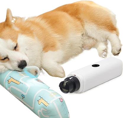 Dog Nail Clipper for Large Dogs - Silent Dog Nail Polisher with LED Light, Speed Sensor, Diamond Head and Dust Collector, 2-Speed Rechargeable - Small Dog Nail Polisher (White)