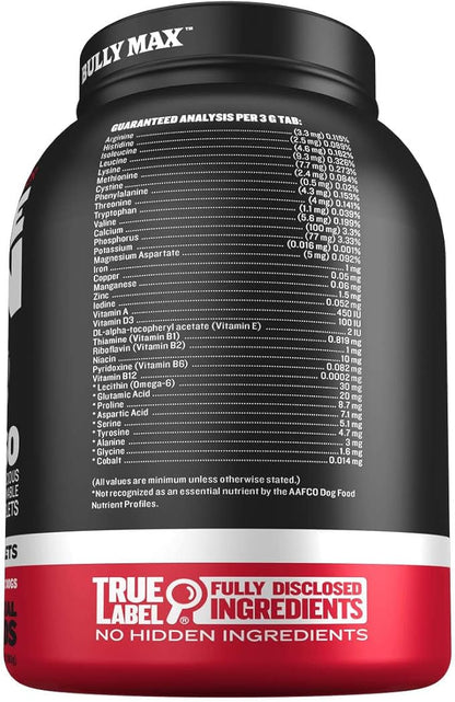 Bully Max 2-in-1 Muscle Builder Power Tabs for Puppies & Adult Dogs - Puppy & Dog Treats Vitamins for Muscle Gain & Growth - Multivitamin Supplements for All Breeds & Ages - 30 Chewable Tablets