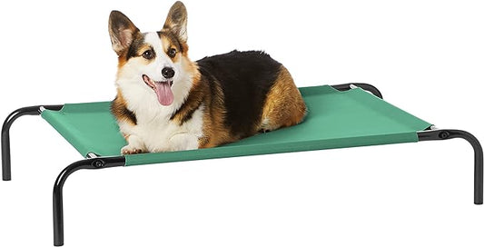 Amazon Basics Cooling Elevated Pet Bed, Medium (43 x 26 x 7.5 Inches), Green