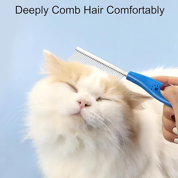 Dual Row Rubber Handle Dog Brush for Small Dogs -Grooming Tool for Puppies, Yorkies, Shih Tzus, Maltipoos & Maltese (Red)