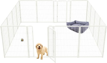 FXW Homeplus Dog Playpen for Indoor Use - Stress-Free and Safe Play, Heavy Duty 40 Inch 16 Panels Dog Pen for Medium and Large Dogs, White_atented