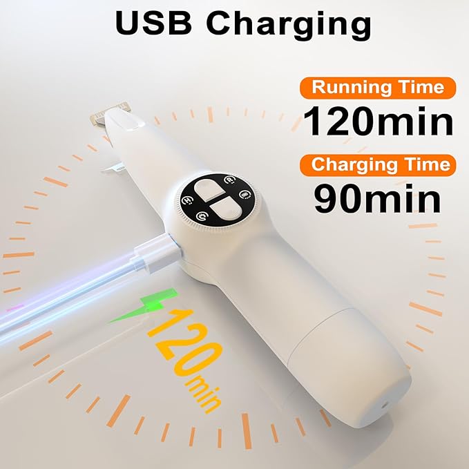 Dog Paw Trimmer with LED Light, Upgraded 2 in 1 Dog Grooming Kit, Cordless Pet Nail Trimmers Grinder with 3 Ports for Small Medium Large Dogs, Pet Micro Precision Electric Trimmer for Paws Eyes Ears