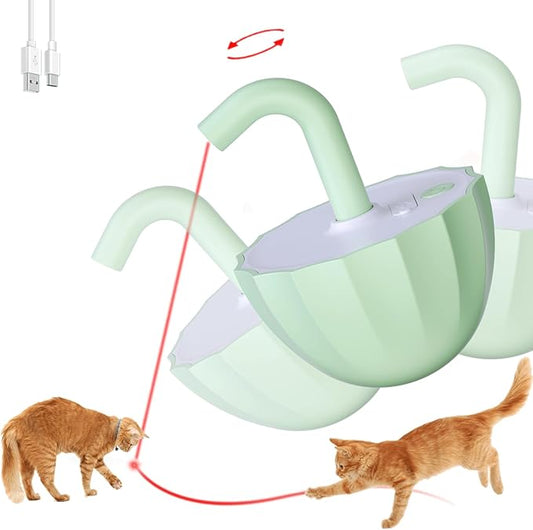 Tumbler Cat Laser Toy Automatic, 360° Rotation Rechargeable Laser Pointer, Self Play 3 Modes Motion Activated Cat Laser Toy, Interactive Cat Toys for Bored Indoor Adult Cats/Dogs (Green)