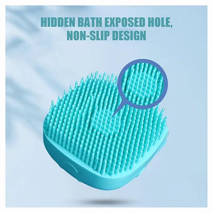 Dog Scrubber for Bath Pet Bathing Brush Silicone Shampoo Massage Dispenser Brush for Short Long Haired Dogs and Cats Washing(Blue)
