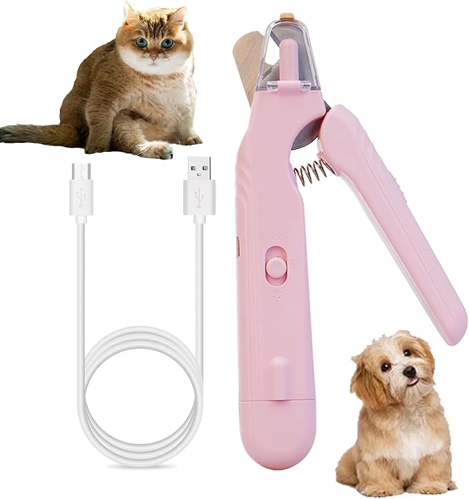 Dog Nail Grinder & Nail Clippers 2-in-1 Upgrade, Professional Electric Rechargeable Pet Nail Trimmer Painless Claw Grooming and Smooth, for Small, Medium, Large Dogs & Cats (Pink, Electric)