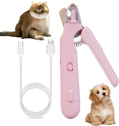 Dog Nail Grinder & Nail Clippers 2-in-1 Upgrade, Professional Electric Rechargeable Pet Nail Trimmer Painless Claw Grooming and Smooth, for Small, Medium, Large Dogs & Cats (Pink, Electric)