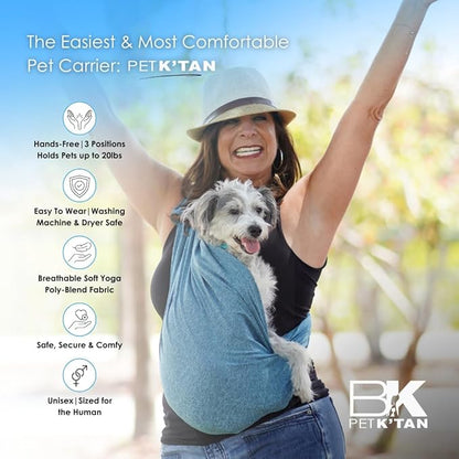 Pet K'tan Dog Sling Carrier: Hands Free for Small & Medium Dogs - #1 Pet Travel Accessory & Gift -Bond with New Puppy- Safe Durable Soft-Hands Free - Cats & Small Animals Anti-Anxiety-Sized for Human