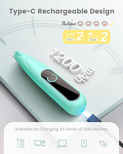 Dog Paw Trimmer with LED Display, 35dB Ultra-Low Noise Paw Trimmer for Dogs, Cordless Dog Clippers for Grooming with LED Light, Type-C Rechargeable Dog Hair Clippers for Paws, Ears, Face, Rump