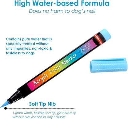 Pet Nail Polish Pen Set - Dog Nail Polish Pens Quick Dry, 12 Colors Fast Drying Dog Safe Nail Polish Set