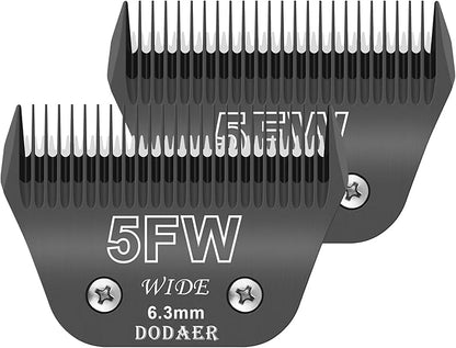 5FW Wide Blades for Dog Grooming,Compatible with Andis,Oster A5,Wahl km10 Clippers,Cutting Length 1/4",2 Pack (Black)