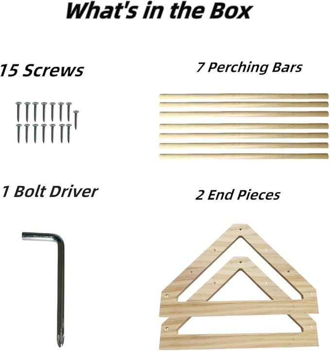 Chick Perch Chicken Coop Toys and Accessories,Chick Roosting Bar,Brooder for Baby Chicks,Strong Wooden Bird Perch. (Style 2, 14.4" x 10.7" x 6.7)