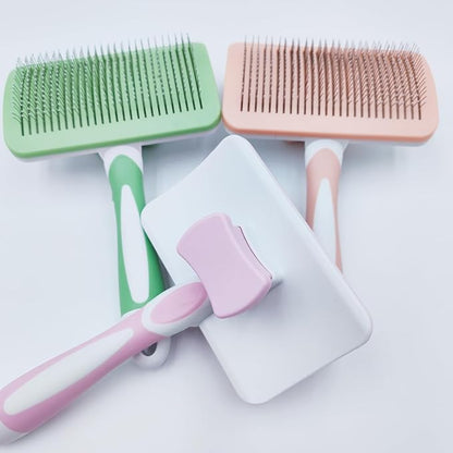 Self-Cleaning Slicker Brush for Dogs & Cats: Dog brushes for Grooming for Shedding Tangles Hair Gently Deshedding Cat Brush for Short Haired Cats & Long Haired Cats