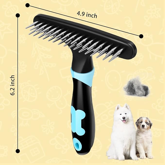 Pet Hair Remover, Portable Dog Cat Hair Remover Lint for Hairball, Fuzz, Carpet Restoration, Carpet Rake, Carpet Groomer Rake, Shag Rug Rake, Hair Cleaner Suitable for Rug and Carpet (Bone Blue)
