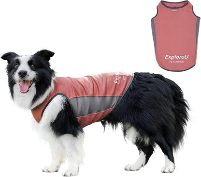 Dog Shirt, Lightweight Breathable Dog Cooling Vest Sun Protection Pet T-Shirts Quick Dry Soft Stretchy Reflective Label Pet Clothes - Small Medium Large Dogs (Brier Rose 1PC, Large)