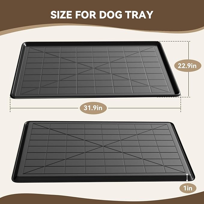 32" 2PC Dog Crate Tray Replacement fit for Metal Dog Crate Dog Cage Pans Plastic Tray