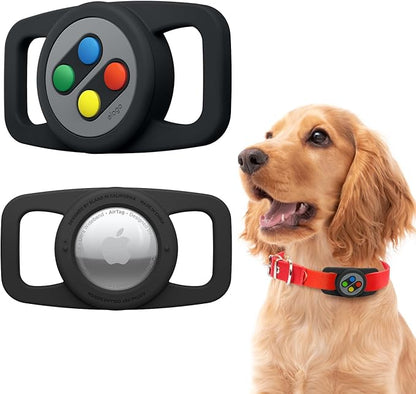 elago Pet Collar W5 Case Compatible with Apple AirTag - Drop Protection Keychain, Cute Design (Track Dogs, Keys, Backpacks, Purses) Tracking Device Not Included (Black)