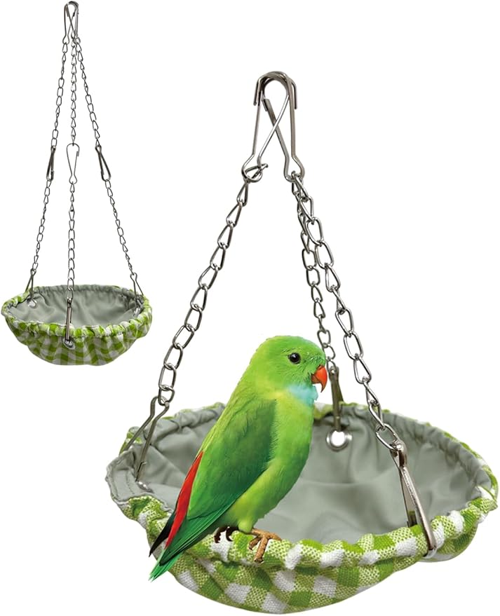 Waterproof Bird Nest for Cage, Hanging Birds Hammock with Adjustable Chain, Bird Cage Swing for Parakeets Bird Sleeping Hut for Budgies Lovebirds Quaker (Green)