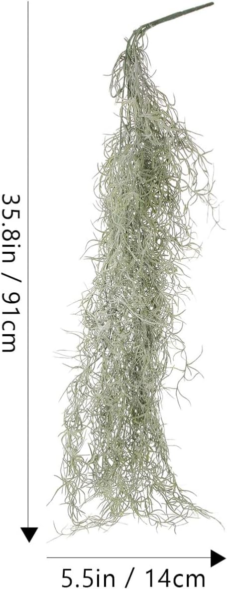 36 Inch Hanging Moss Decor - 1 Pcs Fake Moss - Artificial Plastic Spanish Dried Hanging Vine for Potted Plants Crafts Green Vines