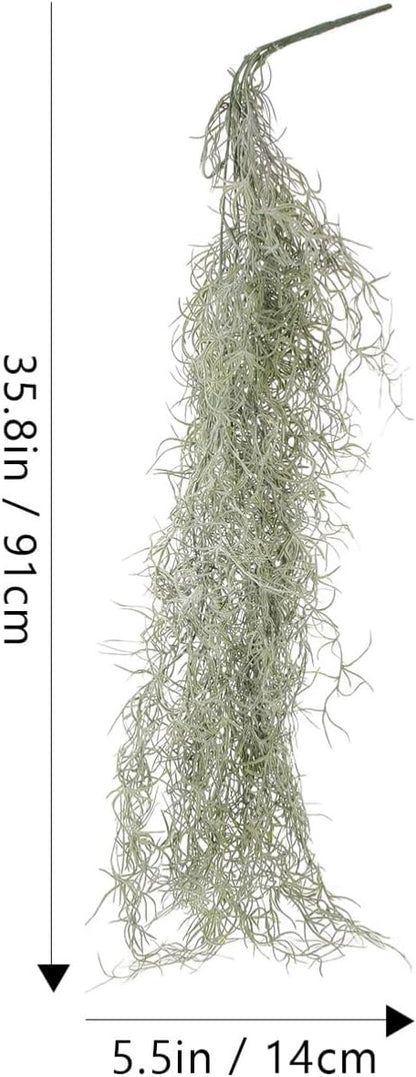 36 Inch Hanging Moss Decor - 1 Pcs Fake Moss - Artificial Plastic Spanish Dried Hanging Vine for Potted Plants Crafts Green Vines