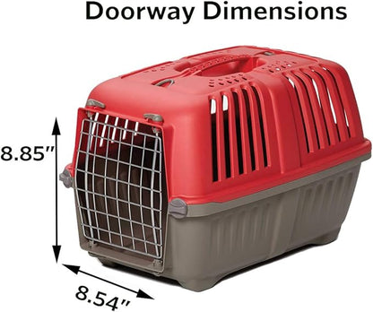 MidWest Homes for Pets Pet Carrier: Hard-Sided Dog Carrier, Cat Carrier, Small Animal Carrier in Red| Inside Dims 20.70L x 13.22W x 14.09H & Suitable for Tiny Dog Breeds
