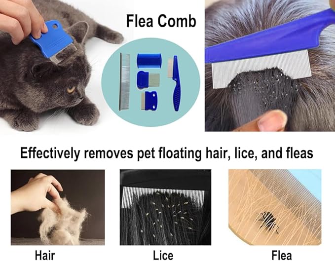 Dog Grooming Hammock with Flea Comb and Dog Nail Clipper, Pet Dog Grooming Hammock Harness with Cat Nail Clipper, Nail File and Dog Brush, Dog Sling for Nail Clipping/Nail Trimming (L, Blue)