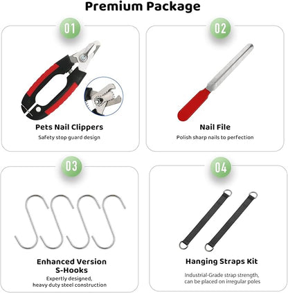 Guzekier Cat Grooming Hammock, Cat Nail Clipper Hammock for Nail Trimming, Cat Holder Sling for Cutting Nails, Restraint Bag with Safety Belt, Nail Clippers and Nail File