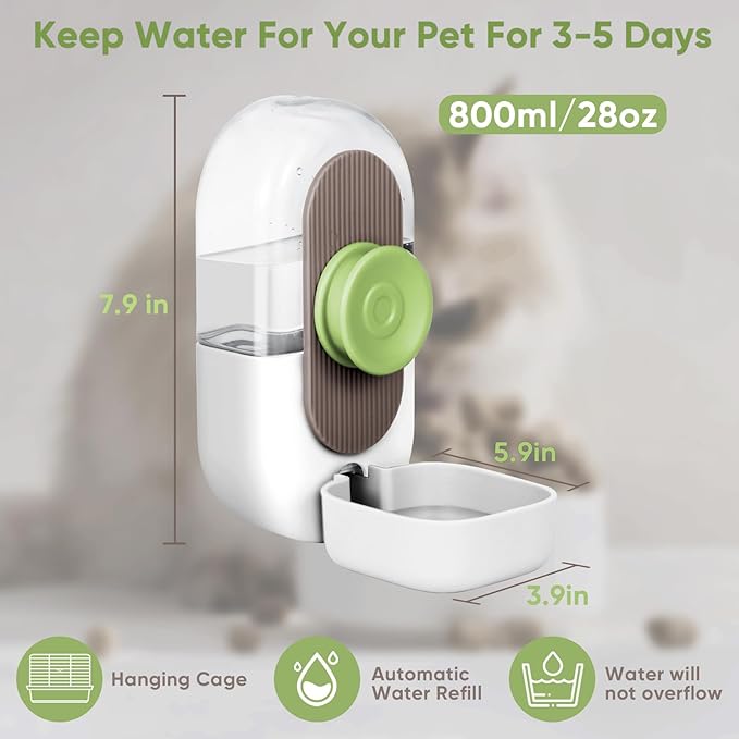 28oz Hanging Automatic Water Dispenserï¼_abbit Water Bottle,Bunny Guinea Pig Ferret Water Bowl for Cage,Suitable for Small Animal Puppies(Cage Grid Spacing Over 1.2'')