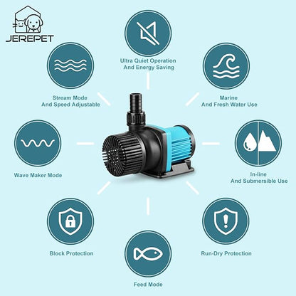 3170 GPH Aquarium 24V DC Water Pump with Controller, Submersible Return Pump for Fish Tank,Aquariums,Fountains,Sump,Hydroponic,Freshwater and Marine Water Use (3170GPH,86W,20.3FT)