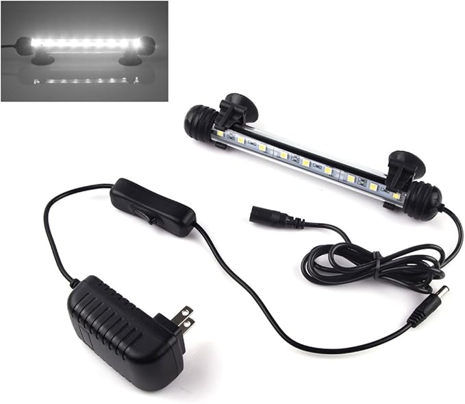 LED Aquarium Light, Fish Tank Lights Underwater Crystal Glass Bright IP68 Waterproof Submersible Strip Bar Aquarium Tank Light, White, 7.5 inch