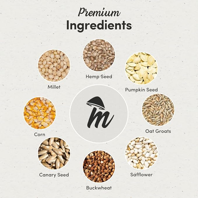 Mycelium Conure Feed (5 LB Bag) | Certified Organic, Non‑GMO Conure Food | Natural, Filler‑Free Bird Seed with Hulled Grains | Supports Brain, Heart & Digestive Health | Made in USA