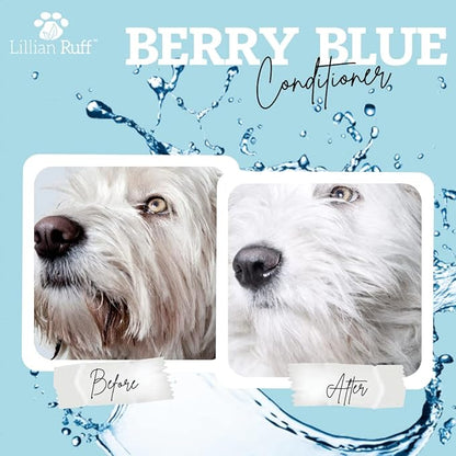 Lillian Ruff Berry Blue Brightening Face & Body Conditioner for Dogs & Cats - Tear Free Blueberry Conditioner - Remove Tear Stains, Hydrate Dry Skin, Add Shine & Luster to Coats - Made in USA (Gallon)