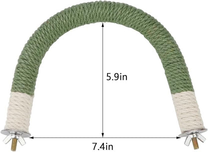 Hypeety Bird Perches Parrot U Shape Natural Wood Hemp Rope Stand Perch Bird Stick Paw Grinding Perch Birdcage Accessories Perch Standing Toy for Budgies Parakeet Cockatiel Conures