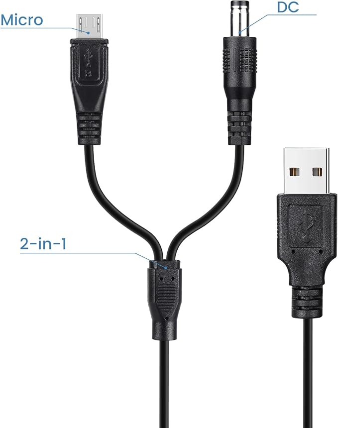 2-Pack Charger Cord for Bousnic Dog Shock Collar RS2A and RS2B, 2-in-1 Training Collar USB Charging Cable