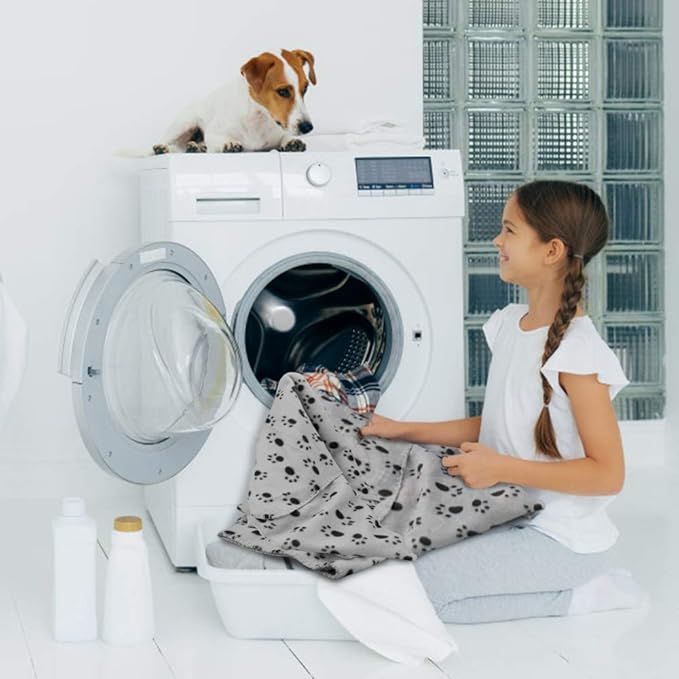 Comsmart Dog Blankets for Small Dogs, 6 Pack Puppy Blanket Cute Paw Print Pet Blanket for Dog, Puppy, Cat, Kitten, 39x31 inches, Grey