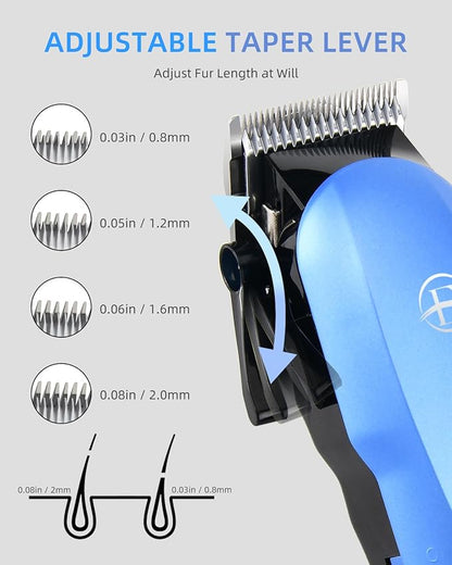 E-Hunter Professional Dog Grooming Clippers Kit, 24V High Power for Thick Coats, Quiet Dog Clippers with 10 Metal Guard Combs & Brush, Ideal Dog Hair Remover for Cats and Pets