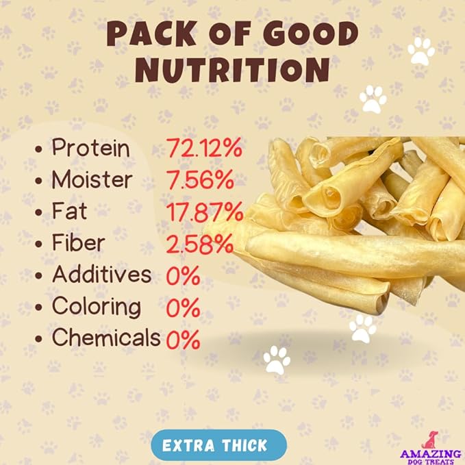 Amazing Dog Treats - Large Collagen Stick - 6 Inch, 100 Count - Beef Cheek Rolls for Dogs - Pure No Hide Bones