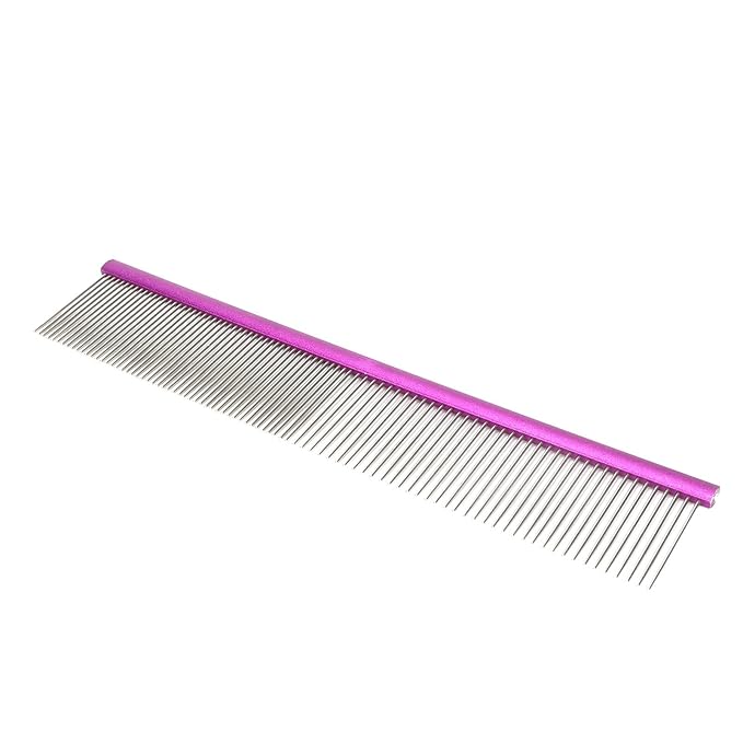 Greyhound Comb For Dogs, Metal Comb For Dogs Metal Dog Comb Cat Comb For Removing and Knots Dog Combs with Rounded Ends Grooming Tool For Long Short Haired Dog (Purple