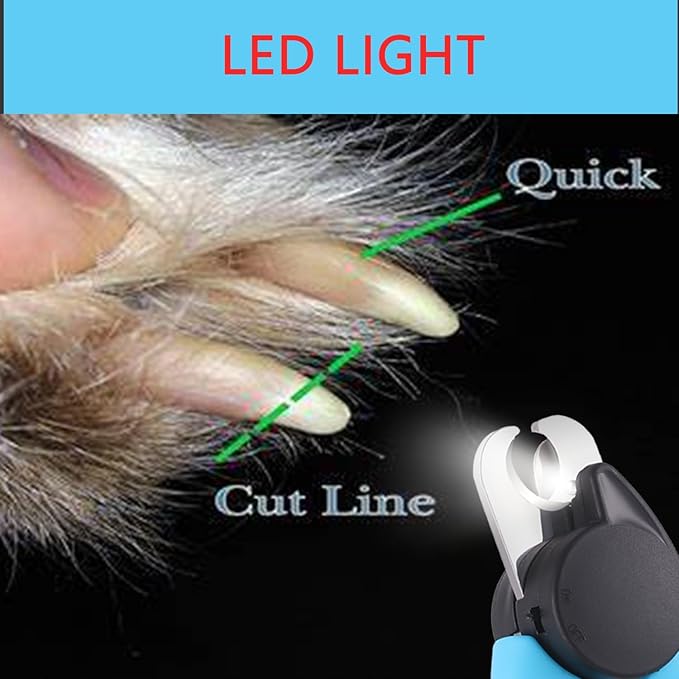 WIGERLON Dog Nail Clippers with Light,Pet Nail Clippers for Large Dog or cat,Dog Nail Trimmers with Quick Sensor Light, Blue